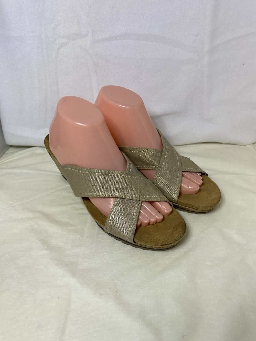 Dr. Scholl's Metallic Boardwalk Women's 11 Wedge Criss Cross Slide Sandals